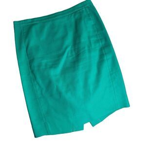 J. Crew Pencil Skirt Womens 2 Green 100% Cotton Straight Preppy‎ Office A2080